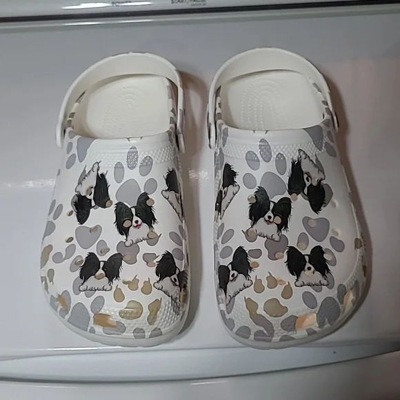 like crocs Shoes Croc Like Shoes With Papillon Dog Print Theme